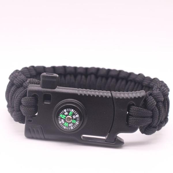 Outdoor Camping Paracord Survival Bracelet Fire Starter Compass and Buckle 6-8 inches