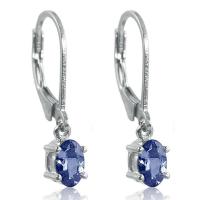 sólido auténtico puro real 925 Sterling Silver de Tanzanite del pendiente del clip de la joyería atural de la piedra preciosa