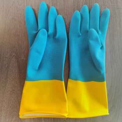 Kitchen Latex Industrial Bicolor Glove 32CM Latex Dishwashing Gloves