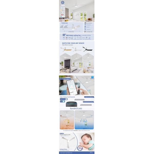 Пластмассовые лезвия 3 цвета светодиодный сглаживаемый потолочный вентилятор с дистанционным управлением 38W 230V / 50HZ