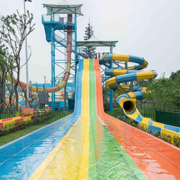 Large Hot Selling High Quality rainbow Slide Customized Open air Amusement Equipment Outdoor Water Playground Water Park