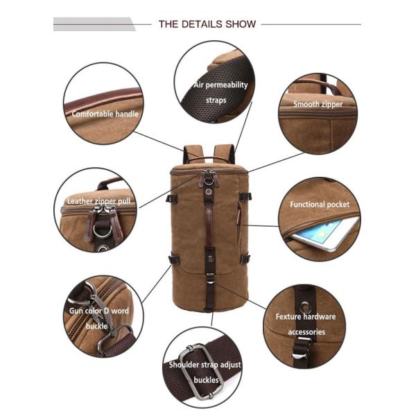 Antiwear винтажный пеший рюкзак, Multi холст Daypack цилиндра сцены