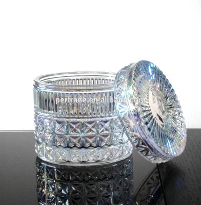 Embossed Diamonds Pattern Glass Storage Jars With For Candle