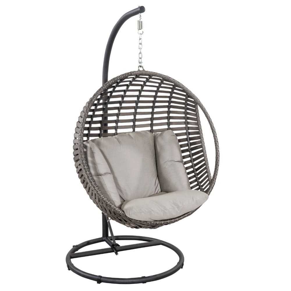 Metal Frame All Weather Hanging Chair with Polyester Cushion and Garden Single Seating