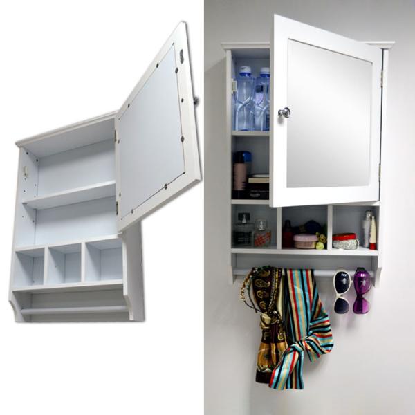 MDF Panel OEM Wall Mounted Antique Mirror Cabinet 5 Wood Compartment