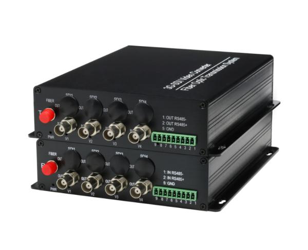 HD 4 channel RS485 3G SDI fiber video transmitter used digital optical transmission + Forward / Reverse Audio