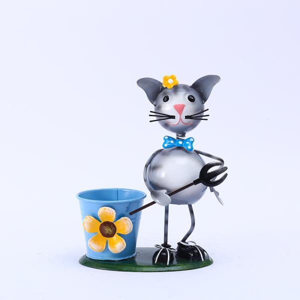 OEM reciclado de Cat Garden Decor do metal do artesanato dos ornamento da jarda do metal