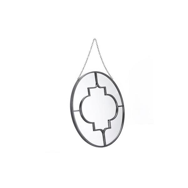 Black Round Metal Frame Wall Art Mirror Metal Hanging Chain For Living Room Washroom