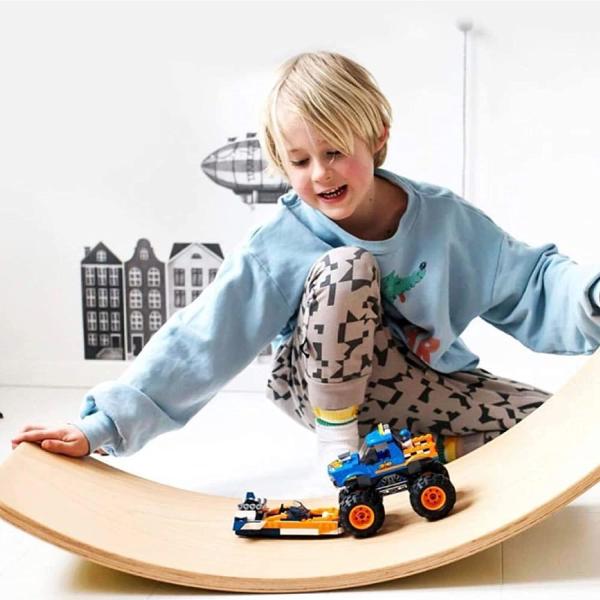 Custom Natural Wood Multifunction Rocker Kids wooden Montessori Fitness Curvy Board