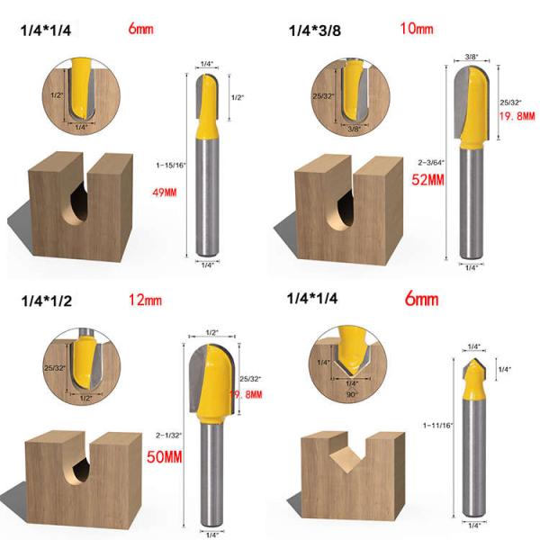 Customizable 90 Degree V-Groove Nose Groove Router Bit Set Shank Carbide Woodworking Carving Cutting Tool for Lettering OEM