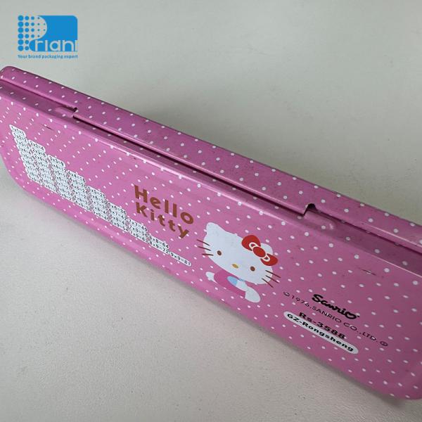 Recycled Metal Tin Pencil Box Customized shapes With Flip Box