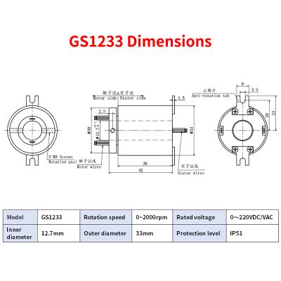 Anillo de deslizamiento rotativo de alta velocidad ultrapequeño 33 mm Diámetro exterior 2000 rpm
