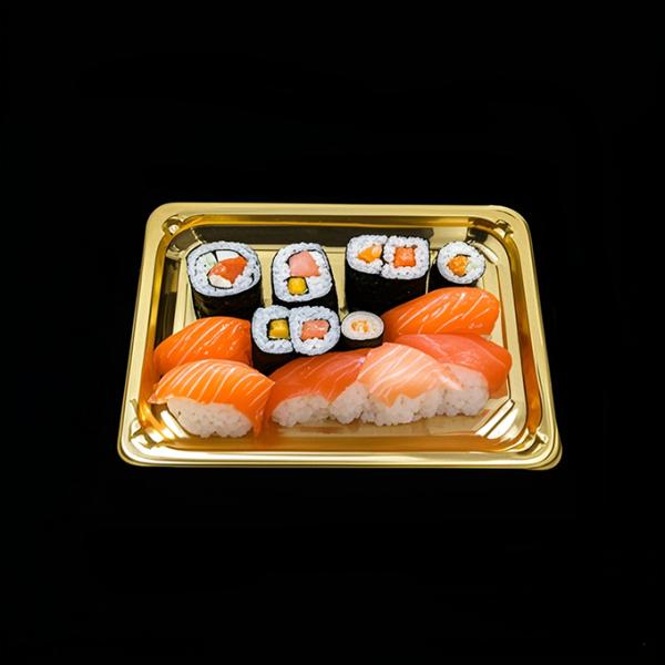 Bandeja de sushi termoformada de PET de grado alimenticio para envasado en atmósfera modificada