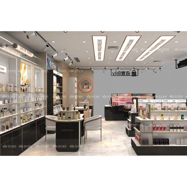 Brand Beauty Kiosk Booth Gondola Shelving Units Makeup Store Display Furniture
