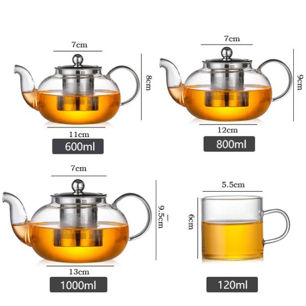 Stovetop Safe Glass Loose Leaf Teapot , 600m /, 800ml Glass Infusion Teapot