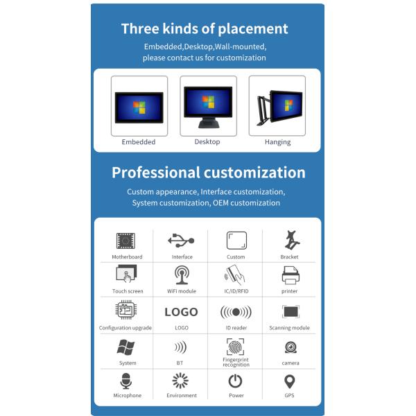 10.4 Inch Fanless Industrial Touch Screen PC Customized Waterproof Wall Mount Capacitive Touch Screen Panel Embedded All In One Pc