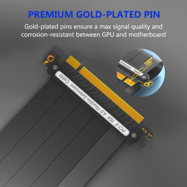 PCI-E Riser Cable PCI-E 4.0 180 Degree Flexible Extension with Anti-electromagnetic interference for GPU