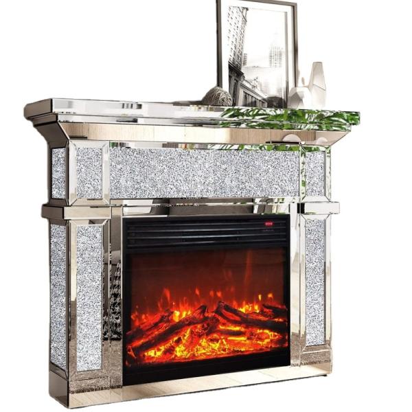 End Crystal Mirrored Fireplace Console Table Home Decor ODM
