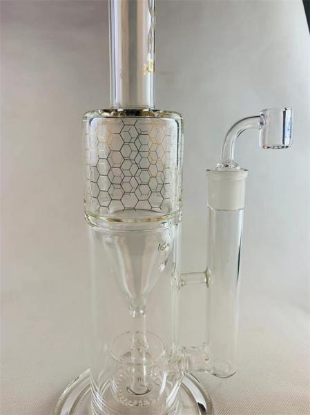 9 Inch Clear Recycler Glass Bong Water Pipe Tobacco 14mm Bowl Hookah