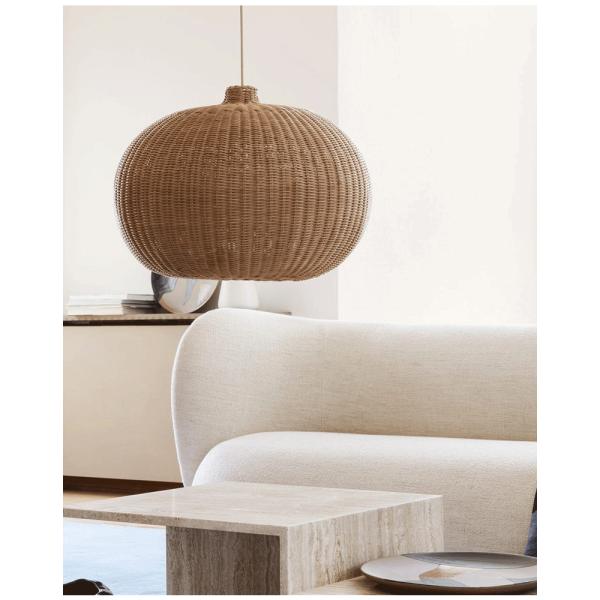 Lumière à pendentif en tissu de rotin brun
