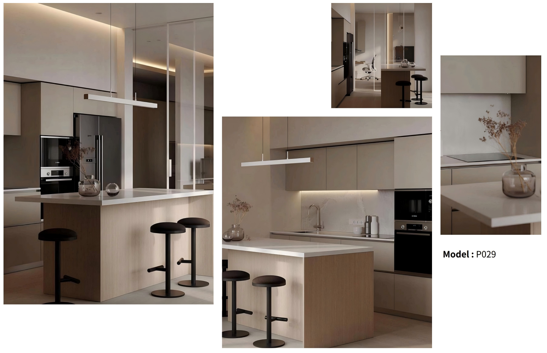 High Quality Custom Kitchen Cabinet With Island Unit For Malaysia & Dubai Market