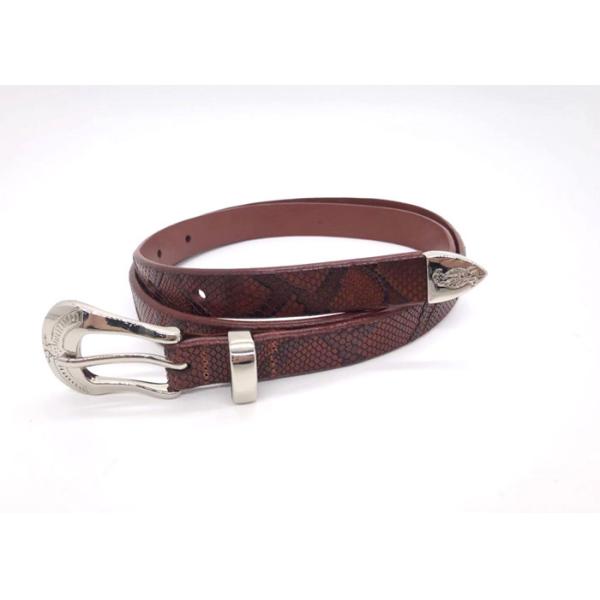 Brown Color Women's Fashion Leather Belts / Snakeskin Embossed Casual Dress Belt