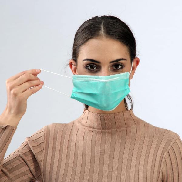 Green Color Healthy Disposable Breathing Mask With Widen High Elastic Earband