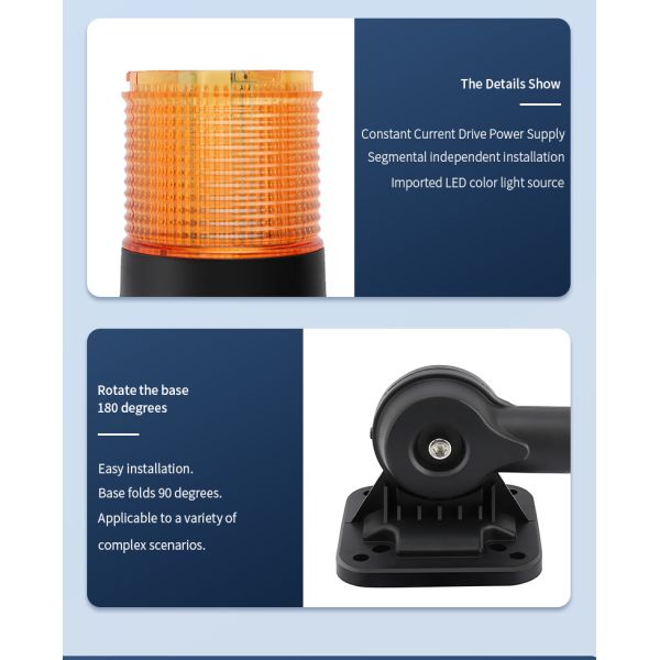 Tri-Color LED Signal Tower Lamp with 50000 Hours Lifespan and IP54 Protection for Machine Tools