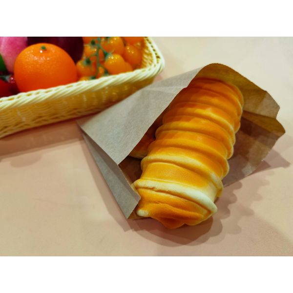 Customized Flat Satchel Kraft Paper Bag PE Coated Use For Cakes Bread Food For Bakery Bag Bread Bag Food Bag
