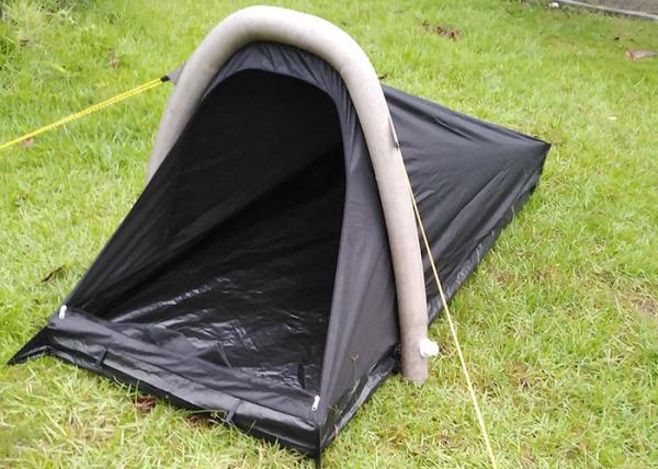 Outdoor Camping Equipment 1-Person Waterproof Black PU Coated 190T Polyester Double Layer Inflatable Trekking Tents