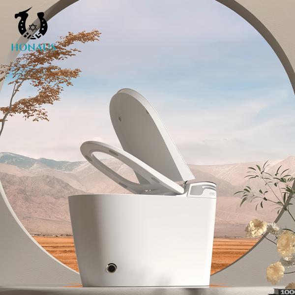 Auto Flush S Trap 200mm Smart Intelligent Toilet Seat Warmer Premium Ceramic White Grey