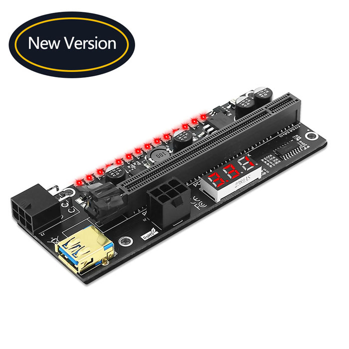 Рослость 1x PCIE к графической карте расширения 16x с дисплеем цифрового метра 3.3V и красочным внезапным СИД 3528