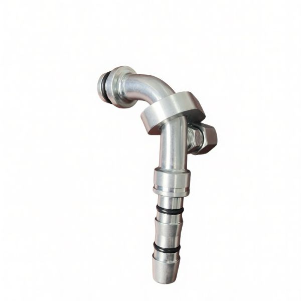 JM Eco-Friendly Flange 5-Point 90° Elbow Tube Fitting with Side Service Valve | Refrigeration Hose Connector