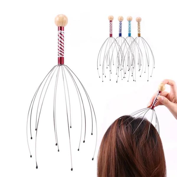 12 Fingers Handheld Hair Stimulating Scalp Massager For Stress Relief Deep Relaxing
