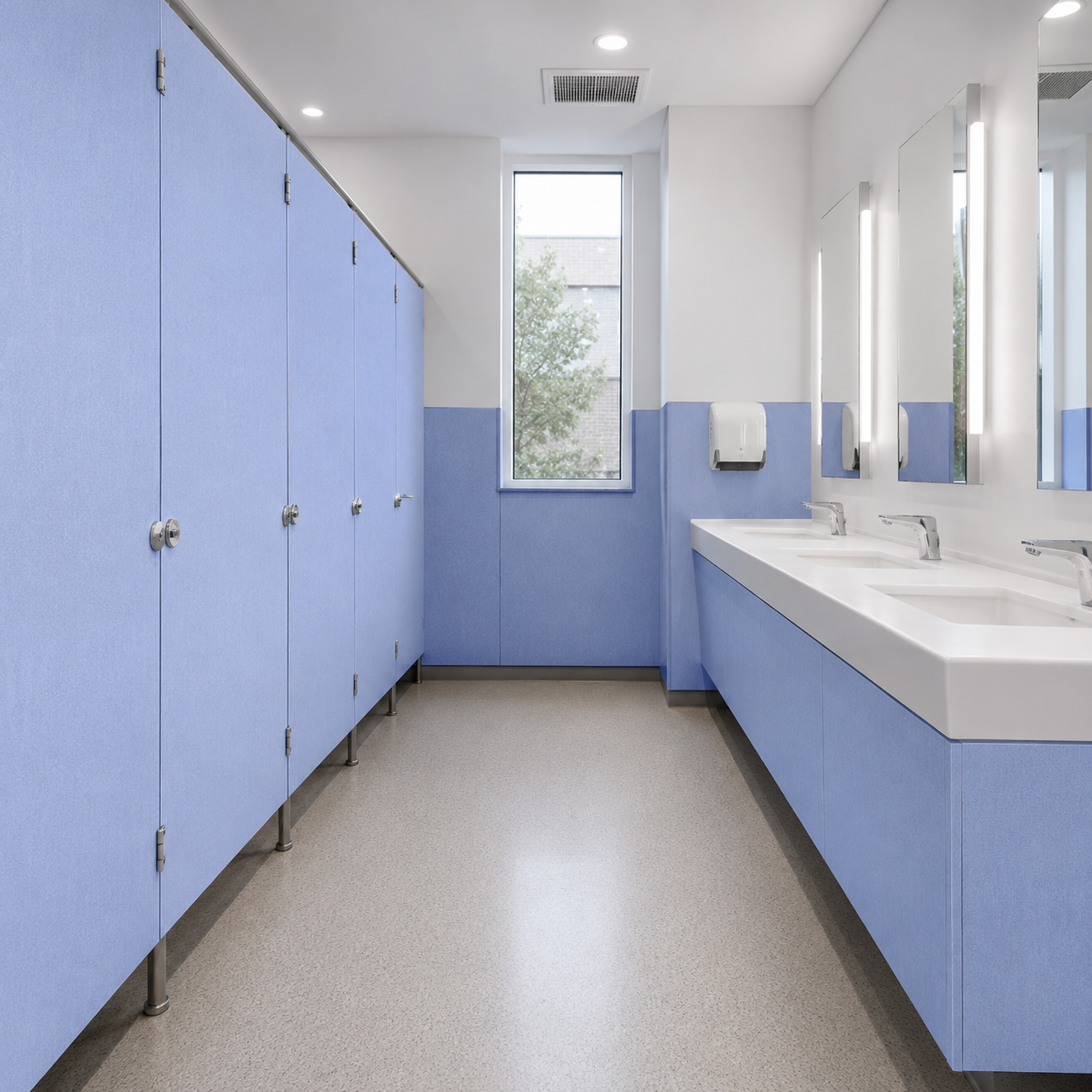 Waterproof Impact Resistant Compact HPL Phenolic Resin Public Toilet Partition, Custom Color Commercial Restroom Stall Partition for School Hospital Mall