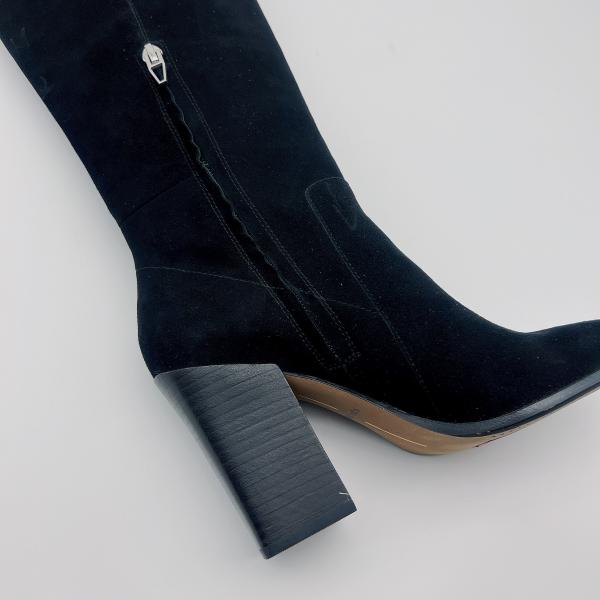 Black Leather Square Toe Ankle Boots / Women'S High Ankle Boots