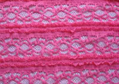 Delicate Pink Crocheted Lace Fabric Stretch In Ladies Garment , Shrink-Resistant
