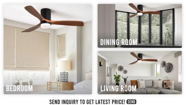 Model 657 Modern Design Best Sell 3 Solid Wood Blades 42 52 Inches Ceiling Fan with Light