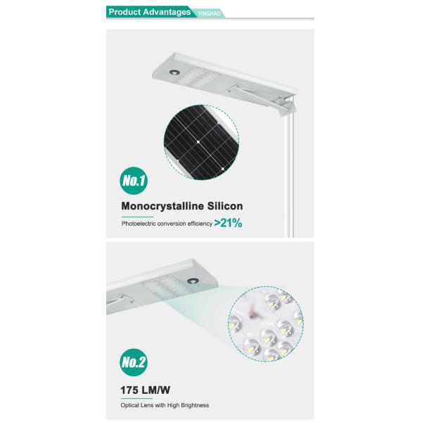 Polycrystalline 10V/40-60W Aluminum IP65 Integrated All In One Solar Street Light