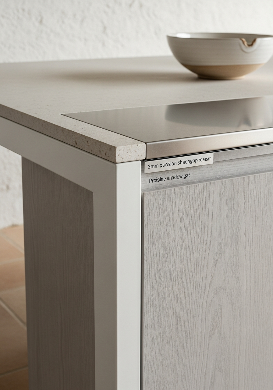 Coastal Light Linen Outdoor Kitchen Island in 304 Stainless Steel
