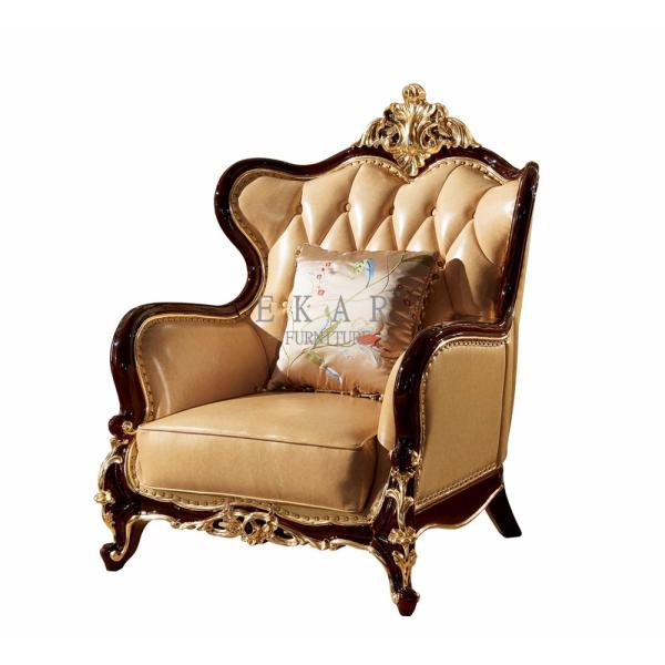 Living Room Luxury Wooden Frame Leather Sofa Set