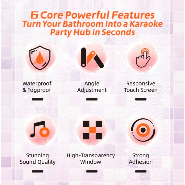 5W Bathroom Speaker with Touch Screen Adjustable Angle IPX5 Waterproof Strong Suction 8H Playtime Portable Bluetooth Speaker with Microphone