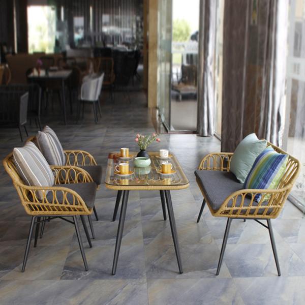 150KG Weight Capacity Rattan Wicker Outdoor Tables Sets for Home Bar Garden Furniture