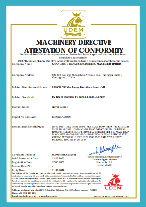 BELPARTS MACHINERY LIMITED Certifications