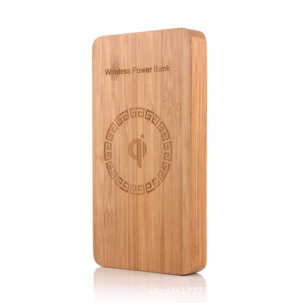 Wired / Wireless Bamboo Qi Power Bank 6000mAh with Metal Recognition Protection