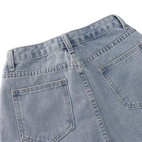 OEM ретро помытое свободное высокое Waisted Джин замыкает накоротко вышитые средние брюки длины