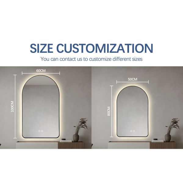 Aluminum Alloy LED Framed Mirror Anti Fog IP44 Waterproof For Bathroom Hotel Project