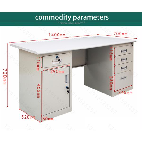 Bureau d'ordinateur en acier inoxydable moderne certifié ISO9001/ISO14001 avec tiroir verrouillable