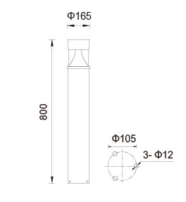 Custom Outdoor LED Bollard Lights Aluminum Alloy Lamp Body Black Color