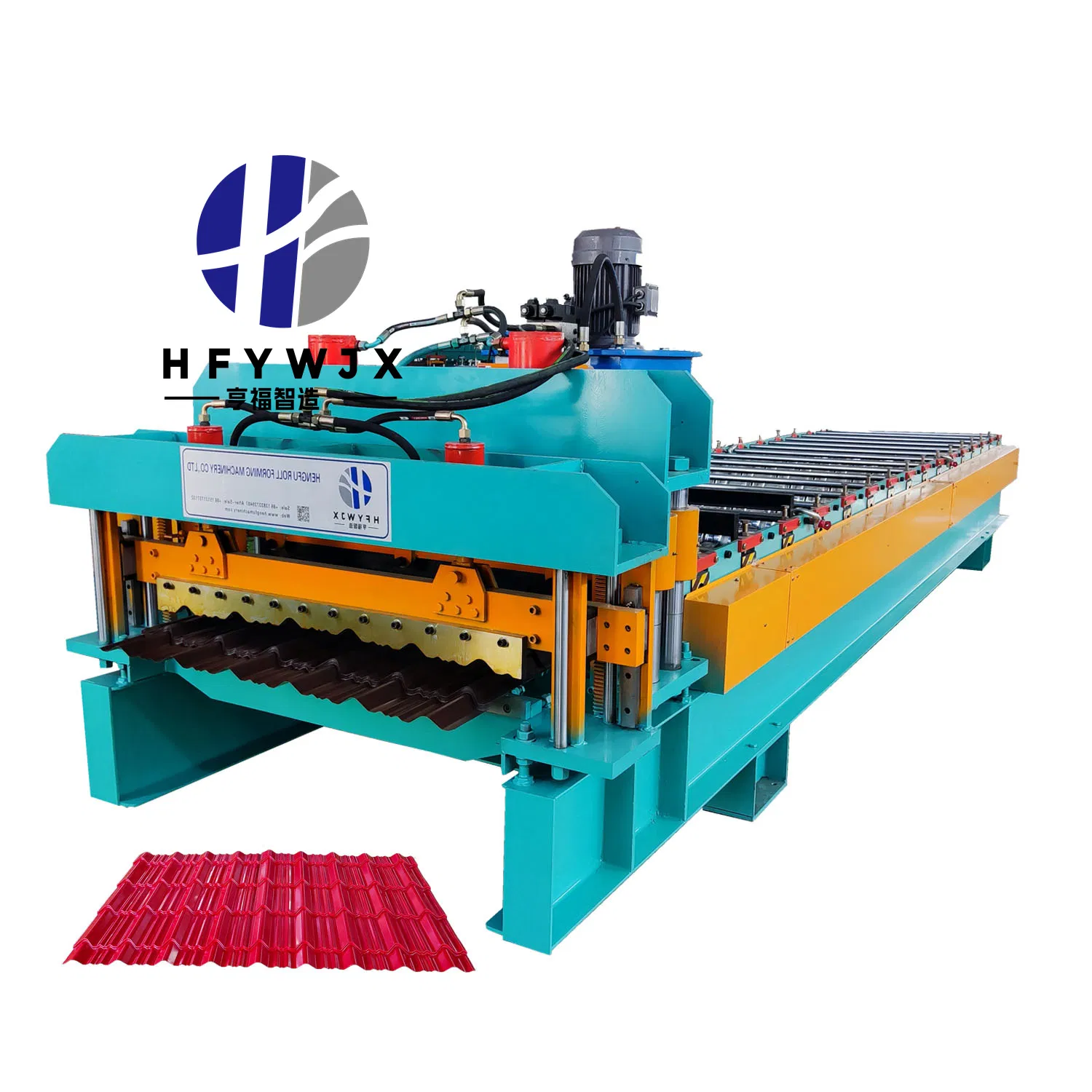 Durable 16 Roll Forming Stations Glazed Tile Roll Forming Machine with PLC Control and Hydraulic Pressure Transmission